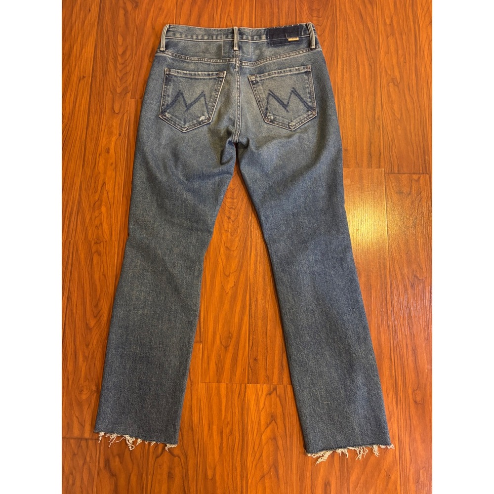 Mother The Trickster Skimp Fray Jeans Till Seeker Distressed Straight Leg 24 - Picture 5 of 8